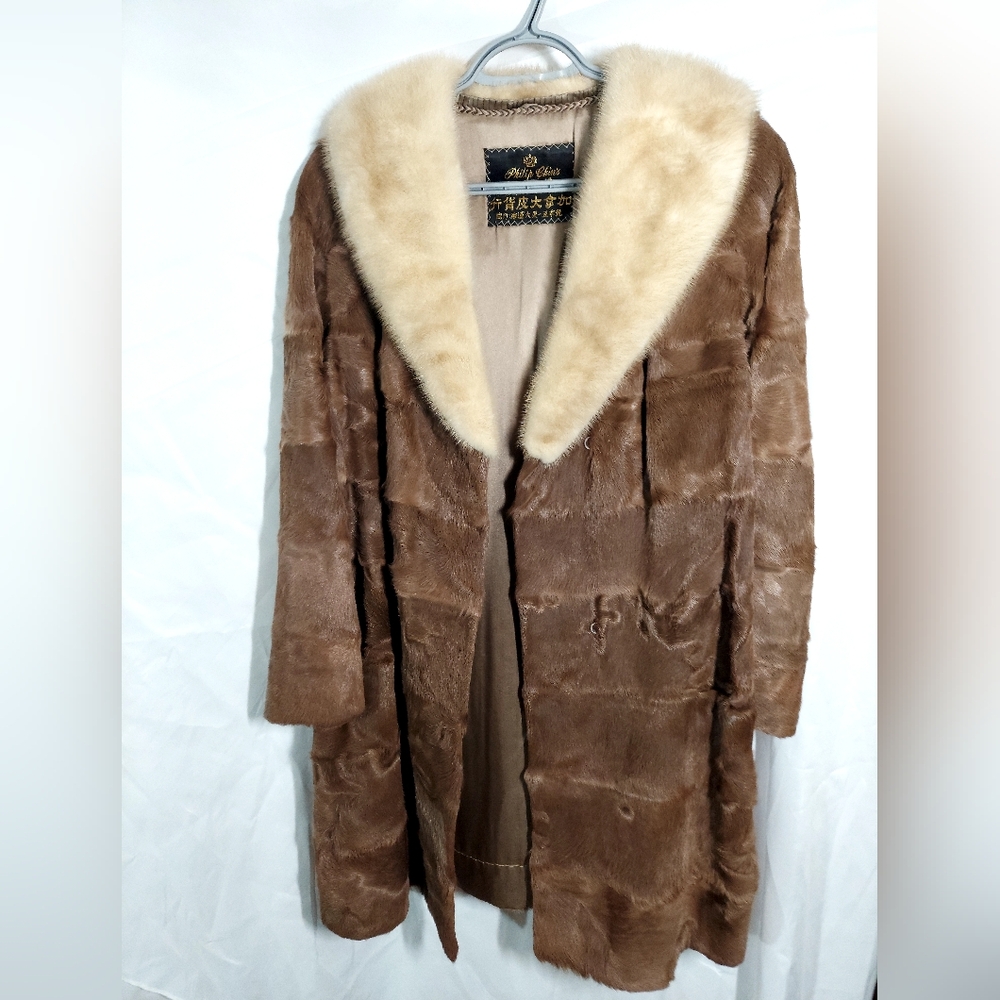 Authentic Brown Mink Coat With Foxed Collar
